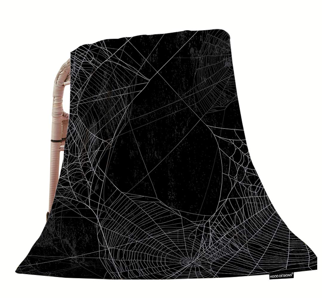 HGOD DESIGNSSpider Webthrow Blanket，Halloween Spider Web Silhouette Against Black Wall Soft Warm Decorative Throw Blankets for Adults Kids Women Men Girls Boys,60"X80" Didadi