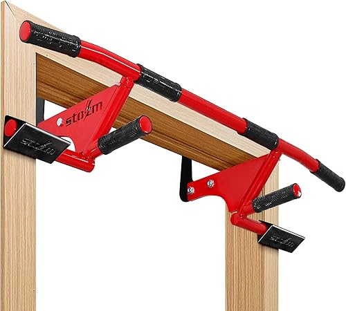 STOZM MultiEx - Barra de barbilla para puerta con múltiples opciones de color, capacidad de empuje, posiciones de agarre protegidas por TPE,