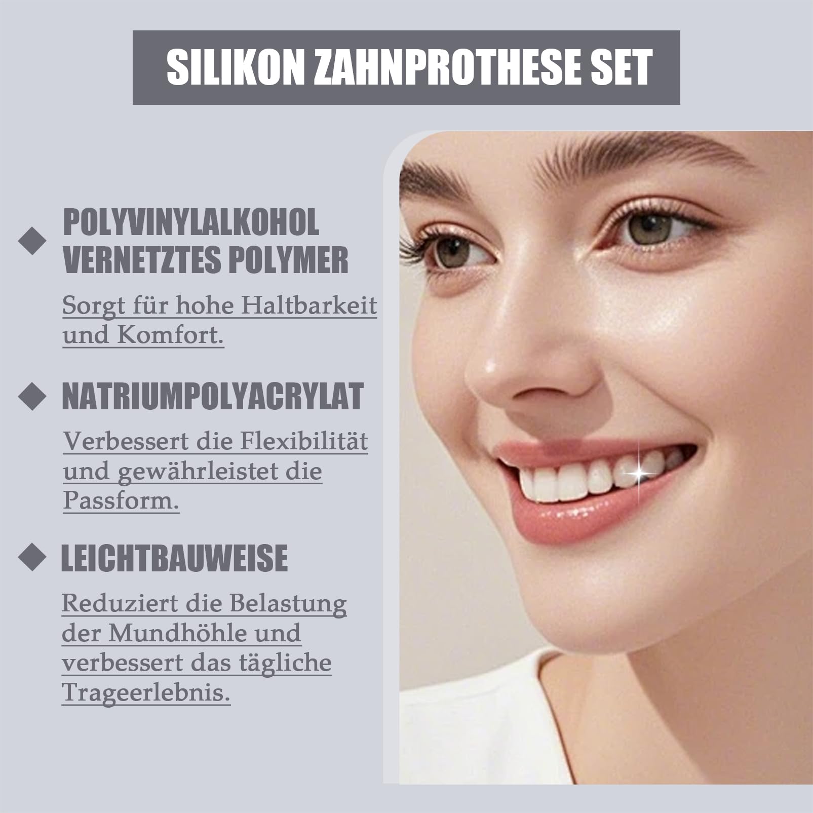 Proteza dentystyczna, zestaw silikonowych protez dentystycznych, zestaw silikonowych protez pełnoustrojowych, kosmetyczne, tymczasowe protezy do nakładania, zestaw sztucznych zębów dla mężczyzn i