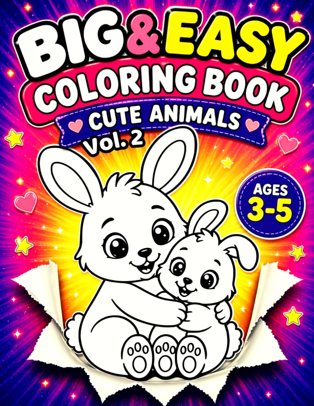 Big & Easy Coloring Book for Toddlers Ages 3–5: Cute Animals Simple Designs for Toddlers: 40 Easy Coloring Pages | Big & Simple Designs for Toddlers, Preschool & Beginners