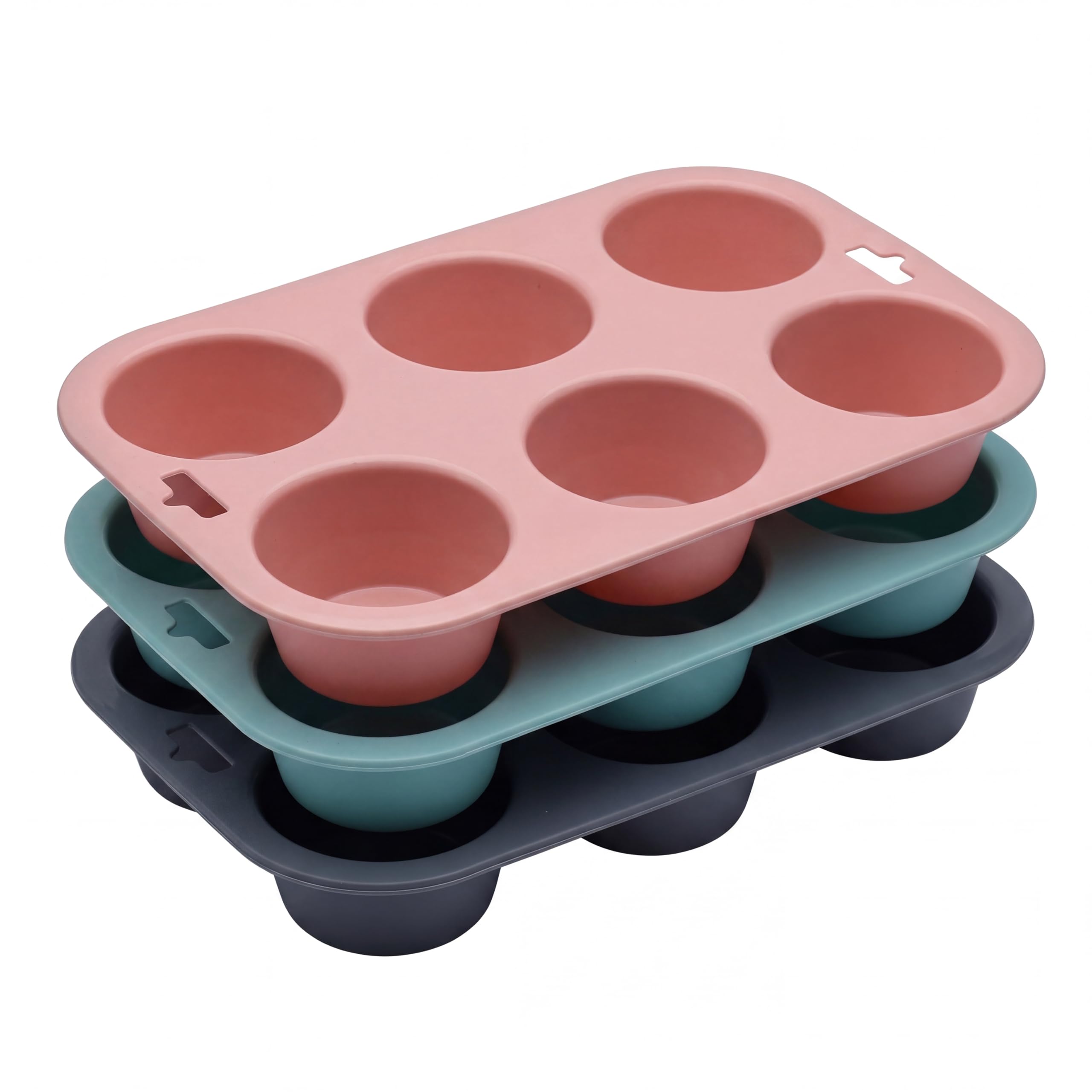 CleaZeny 3 Pcs 6-Cup Silicone Muffin and Cupcake Trays