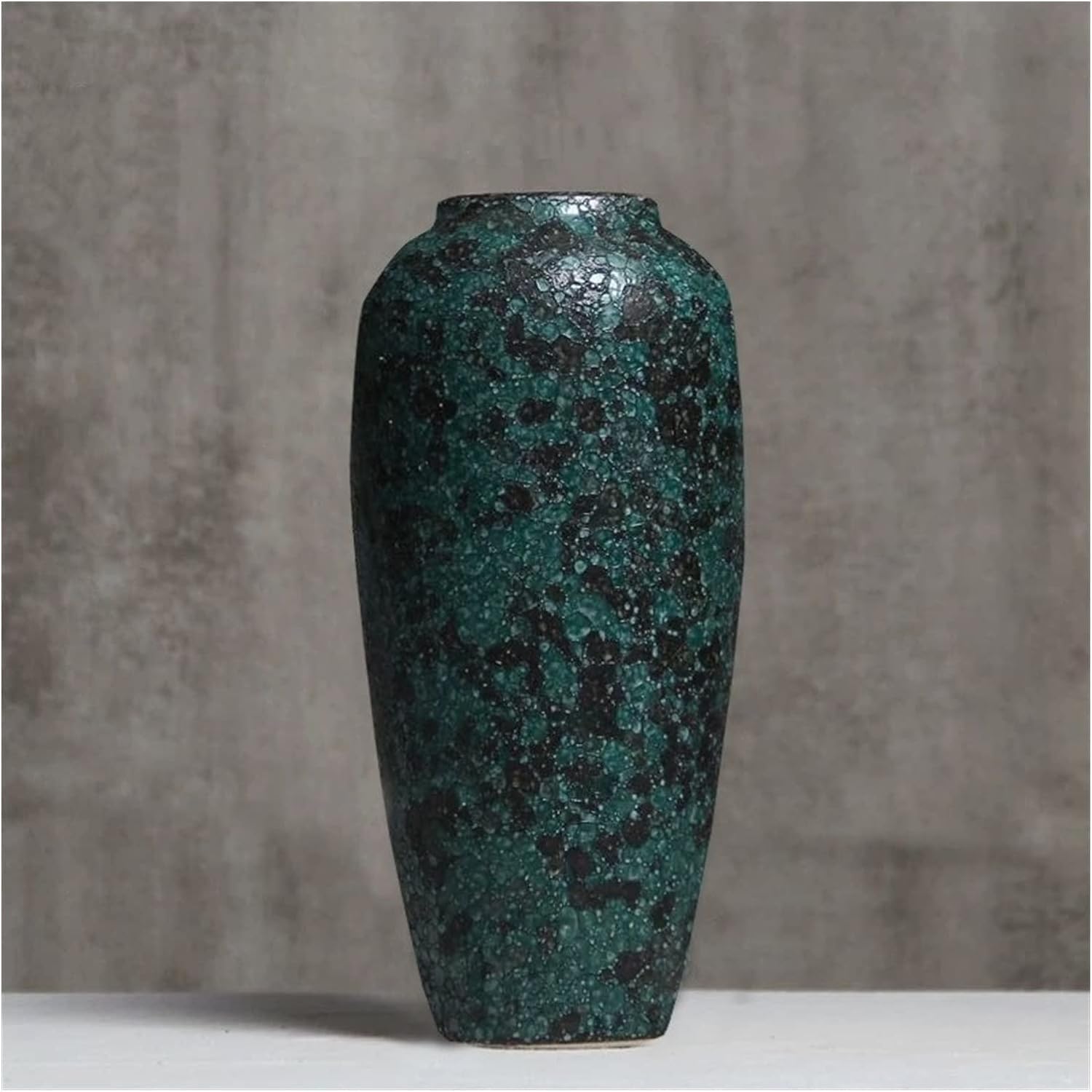 Vase Desktop Ceramic Vase Dark Blue Chinese Traditional Decoration Clay Fine Rough Surface Furnishings(Grey Wolf)