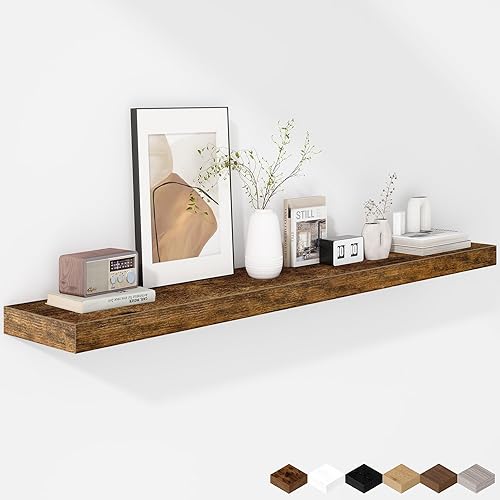 Miniatura 31 de Fun Memories Estantes flotantes de 16 pulgadas – Estantes de pared de madera de color blanco rústico profundo – Estante de almacenamiento para pared