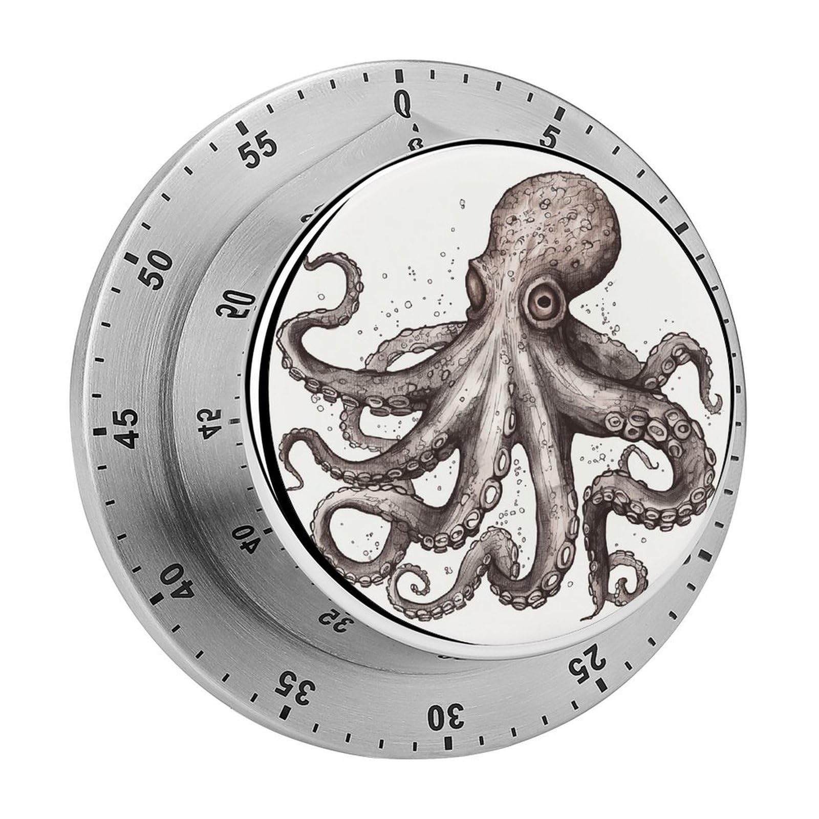 Octopus Timers Adsorbable Stainless Steel Kitchen Timer Loud 60 Minute Visual Timer Portable Manual Countdown Timers Alarm Clock Time Management Tool for Home Work