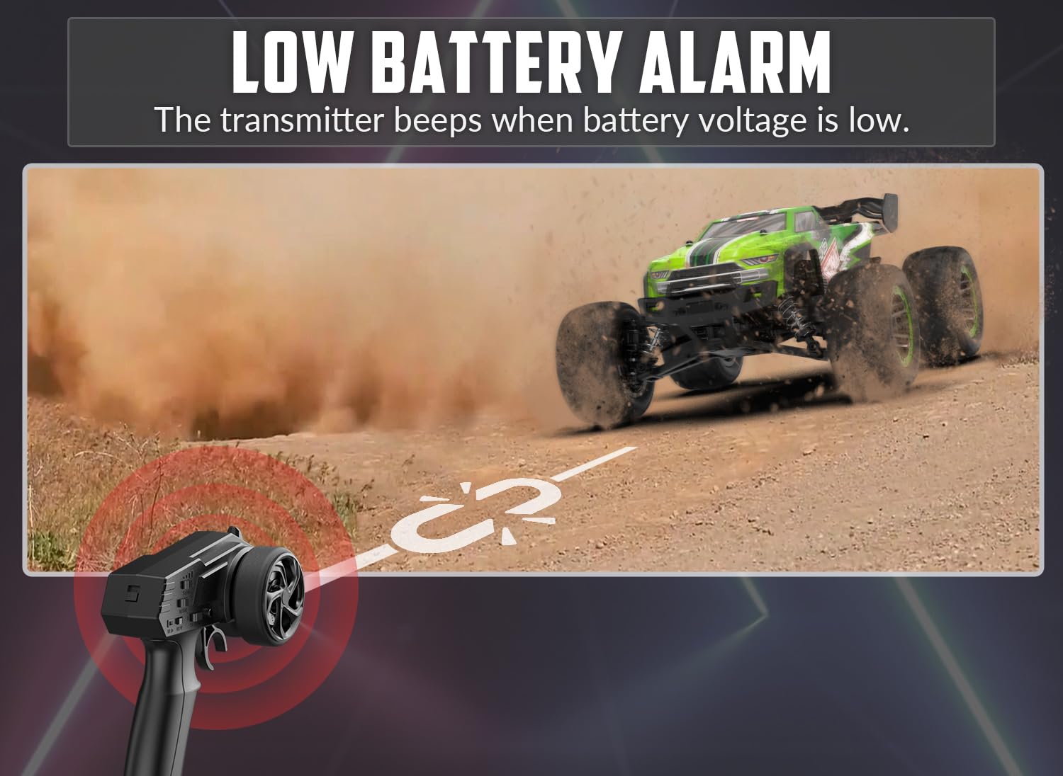 RACENT Auto telecomandata 1:16 con fari, auto RC 45 km/h 4WD monster truck, auto RC telecomandata 2,4 GHz, auto da corsa con 2 batterie, crawler RC, regalo per adulti e bambini (verde)