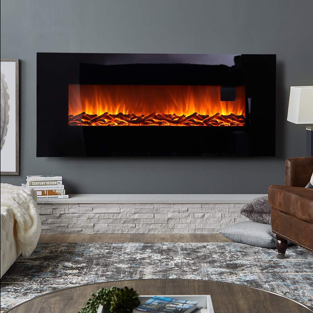 Wall Mounted Electric Fireplace, 50 inch Electric Fire Stove Heater
