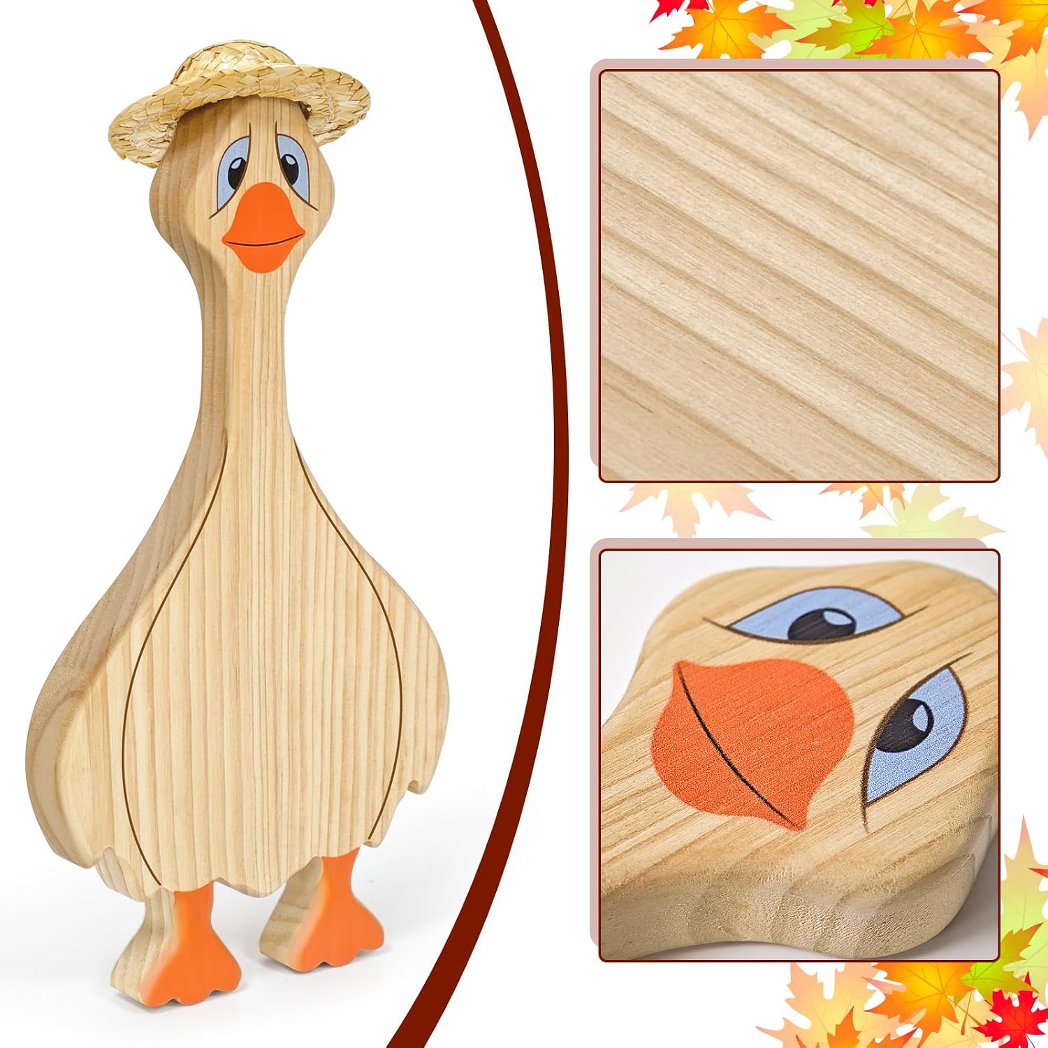 Cinrobiye 2 Pcs Fall Decor,Wooden Autumn Goose Table Centerpiece Fireplace Window Garden Decorations Gift for Farmhouse Thanksgiving Harvest Party Home Kitchen Indoor Tabletop Decor