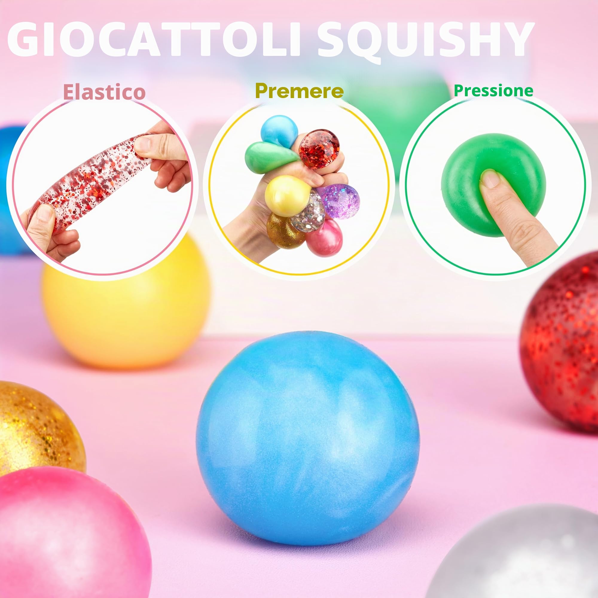 JOYIN Confezione da 24 mini palline antistress, palline da schiacciare per adulti e bambini, bomboniere per feste di compleanno, giocattoli sensoriali da spremere