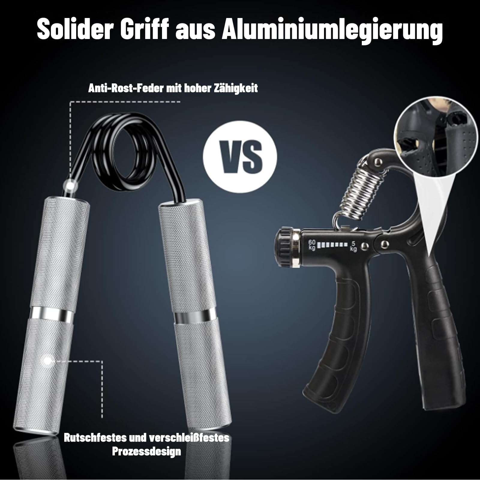 Handtrainer Unterarmtrainer 4 or 6 Pack(22.5-157.5KG) Metall Fingertrainer Griffkraft Trainer Rutschfester Trainer Handgriff-Stärker für Handmuskeltraining und Hand-Rehabilitationsübungen