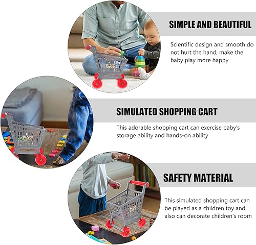 Miniatura 2 de Toyvian Mini carrito de compras carrito de supermercado, carrito de compras, carrito de almacenamiento, juguetes de simulación, soporte para