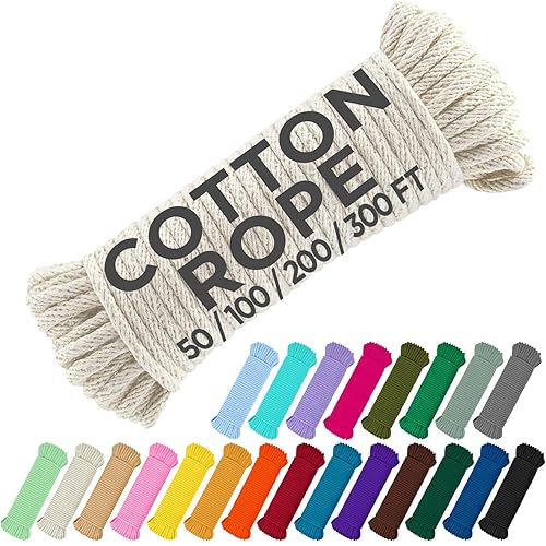TECEUM 500lb Cotton Rope 3/16” (5 mm) – 50 FT