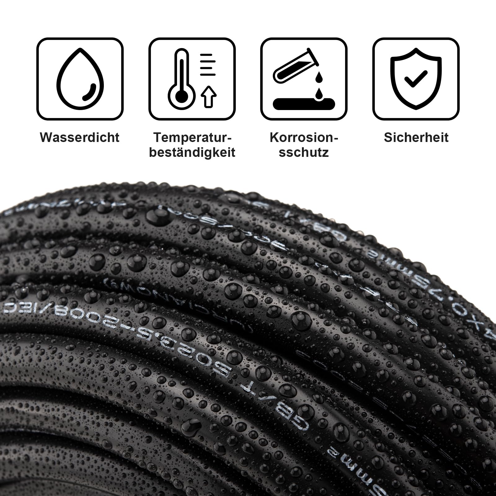 Cavo 4x0,75 mm² Filo RVV 18 AWG 4 Cores Nero Cavo Elettrico Flessibile RVV di Prolunga da 10 Metri per Impianti Elettrici Conduttore in Rame Isolamento in PVC