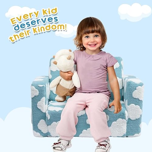 Miniatura 4 de ALIMORDEN Silla para niños 2 en 1 ultrasuave con espuma para acurrucarse, azul