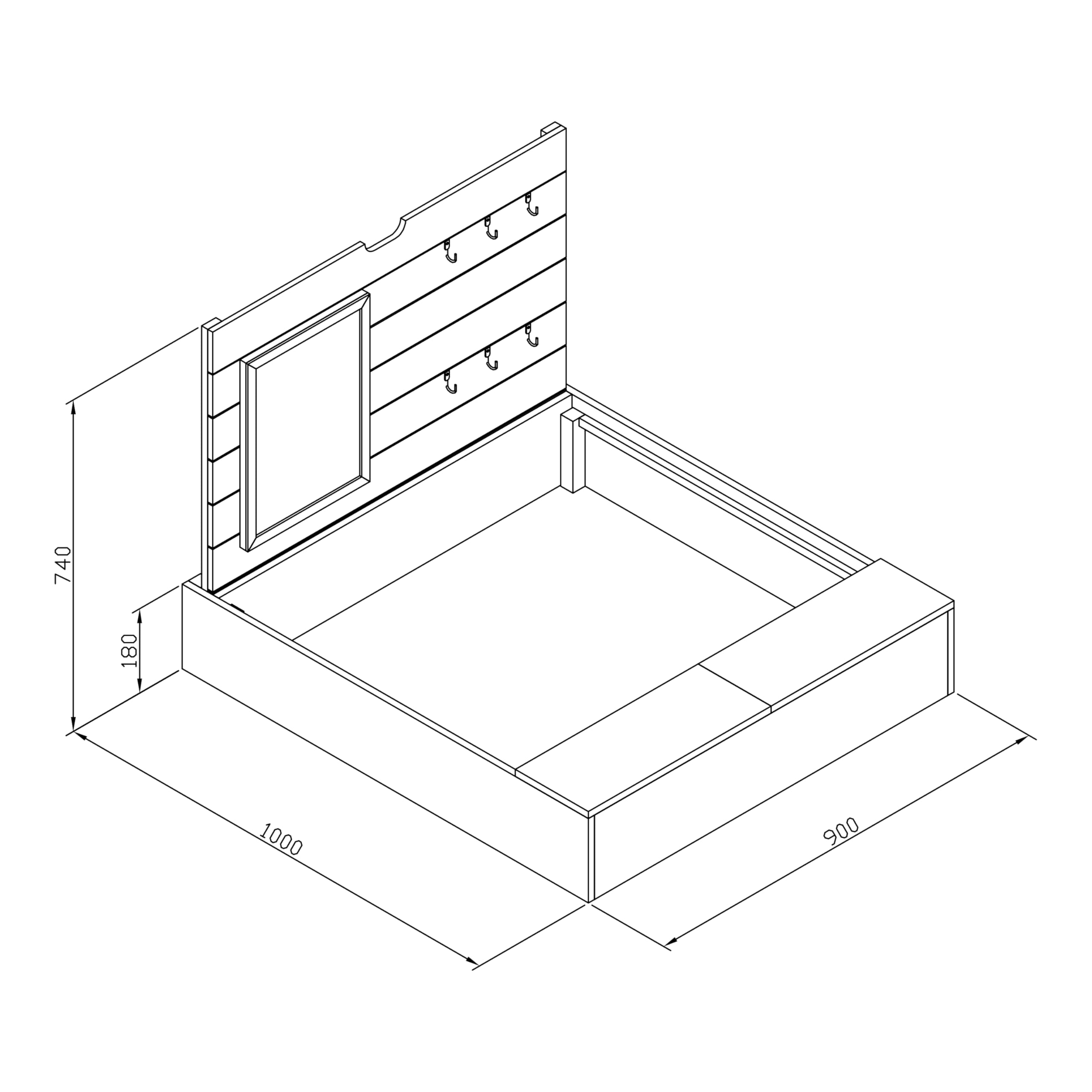 AXI | Mandy - Sabbiera con contenitore e coperchio Grigio, Marrone | Sabbiera in legno, legno di Hemlock | Facile da costruire, conservare | Da 3 anni