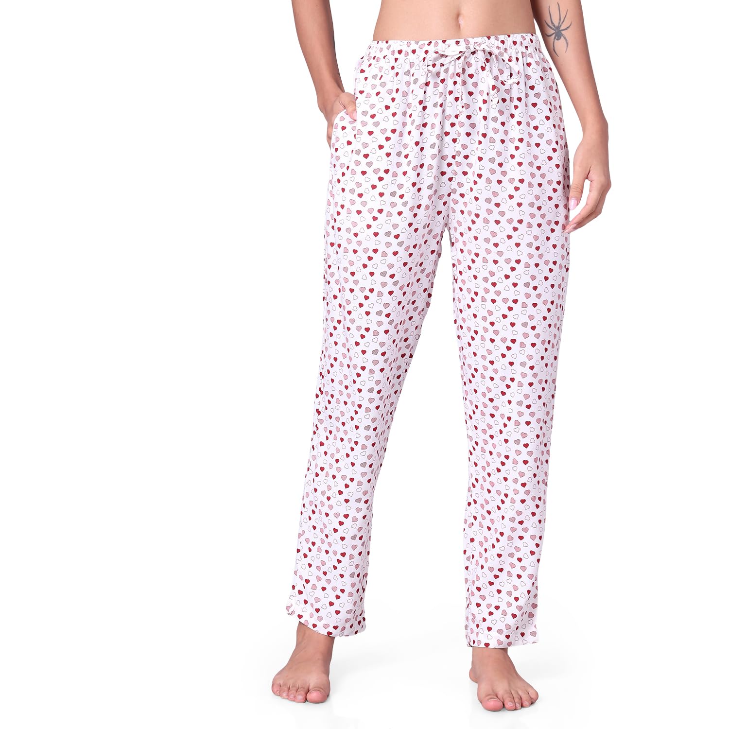urban scottish Women Hearts Printed Pyjama with Side Pockets-picture-59