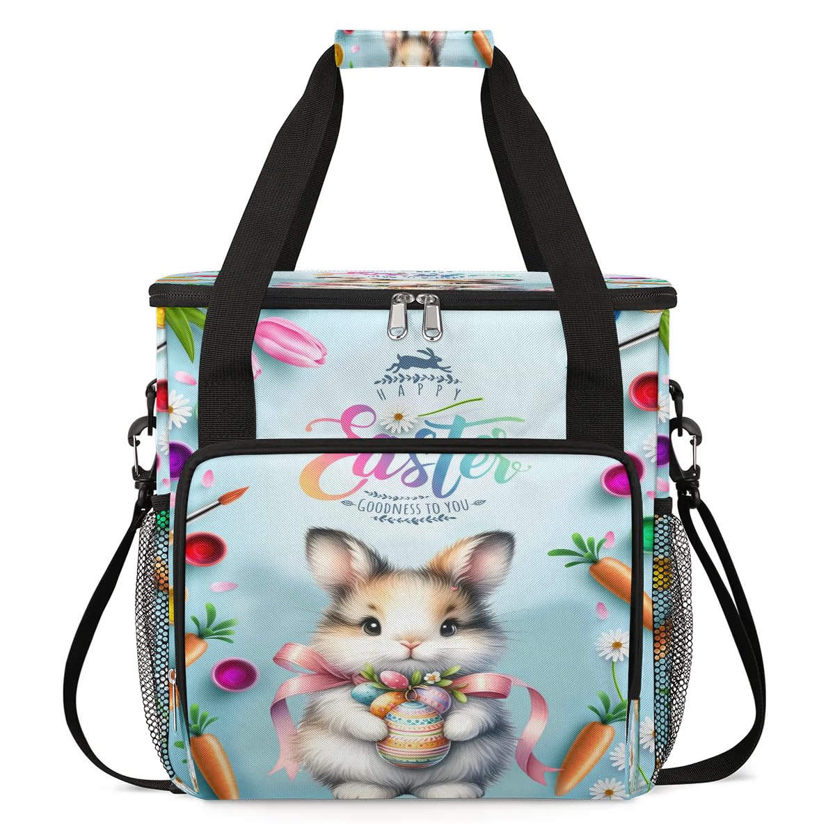 Coffee Maker Carring Bag Cute Easter Rabbit Travel Carrying Storage Tote Bag Compatible with Keurig K-Mini or K-Mini Plus Portable Single Serve Coffee Brewer Case with Pockets for K-cup Pods