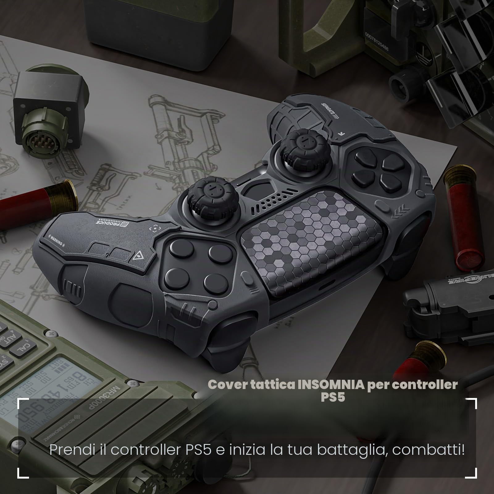 GeekShare Protettivo in silicone anti-scivolo per controller wireless PS5, con 2 pad per i pulsanti e 2 adesivi, colore: nero