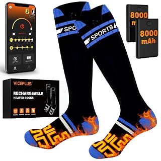 Beheizbare Socken Beheizte Socken,Heizsocken Skisocken 8000 mAh Wiederaufladbare Warme Socken Fußwärmer mit APP-Steuerung Warme Winter Socken Männer Frauen - Amazon product rated Grade A