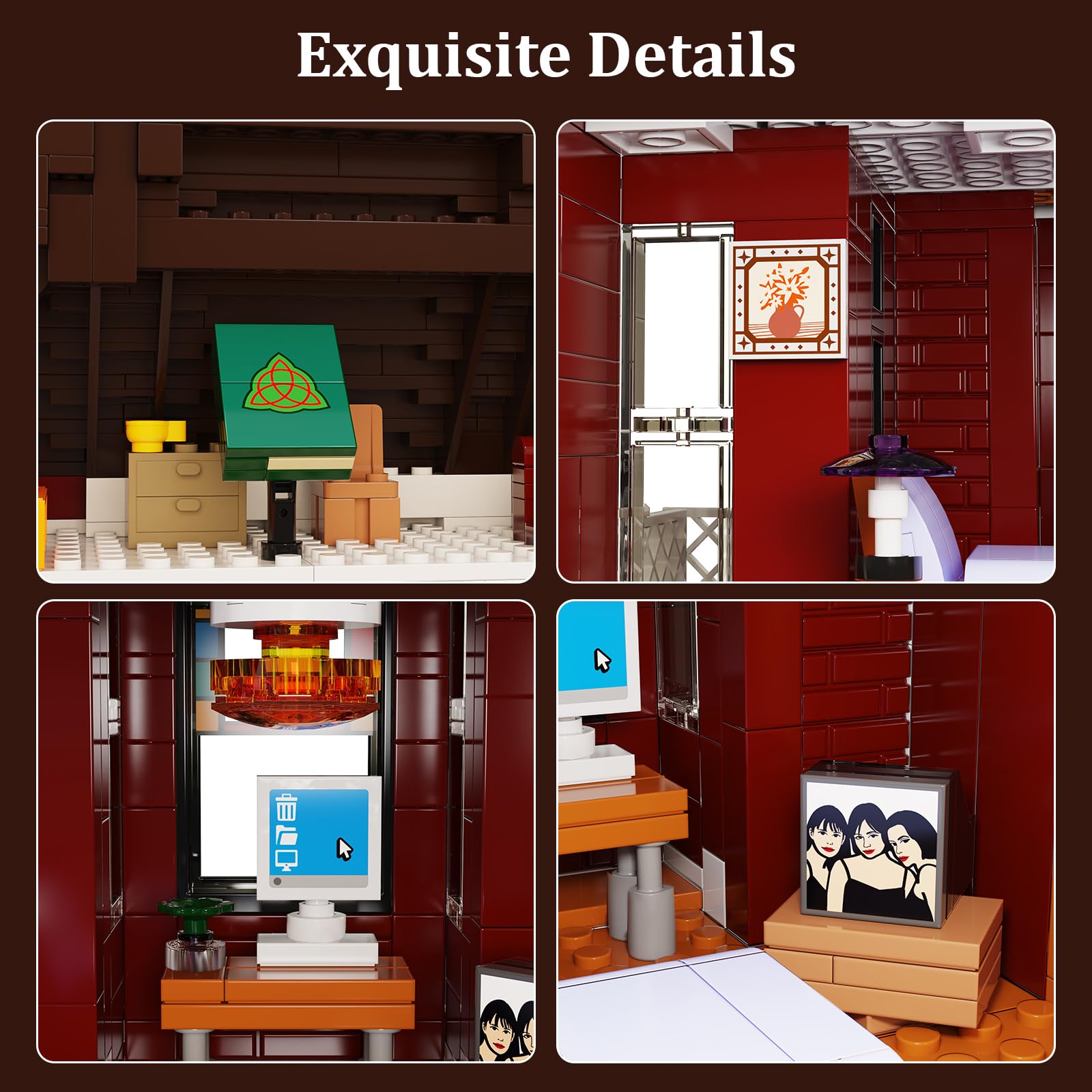 Charm Magic House Halliwell Manor Horror House Building Set, Family Movie Witch House Blocks Toy Kit compatibile con Lego, decorazione regalo e set da collezione per donne adulte