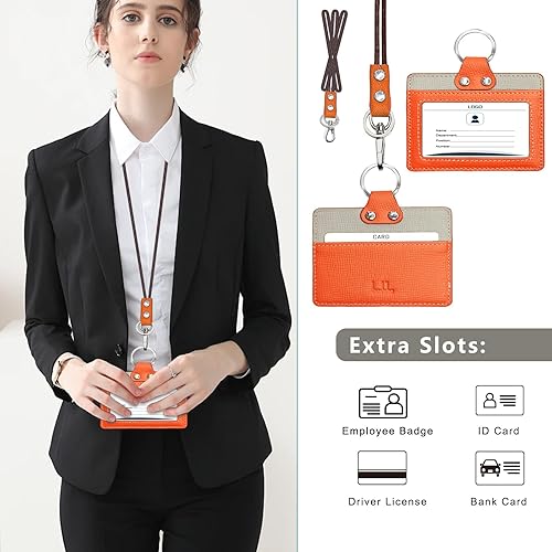 Vista 99 de Boshiho. Funda vertical, de piel, para tarjeta de identificación con cordón resistente., Bolso