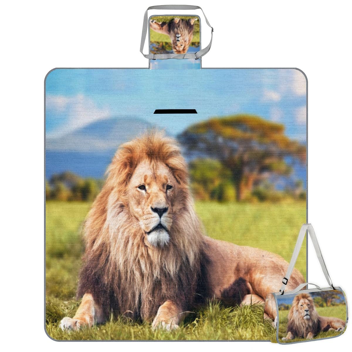 Shimoshe Picnic Blankets 57”x 59”, African L Waterproof Sandproof Picnic Mat Lightweight Foldable Beach Blanket for Camping Park Grass Beach Outdoor Blanket