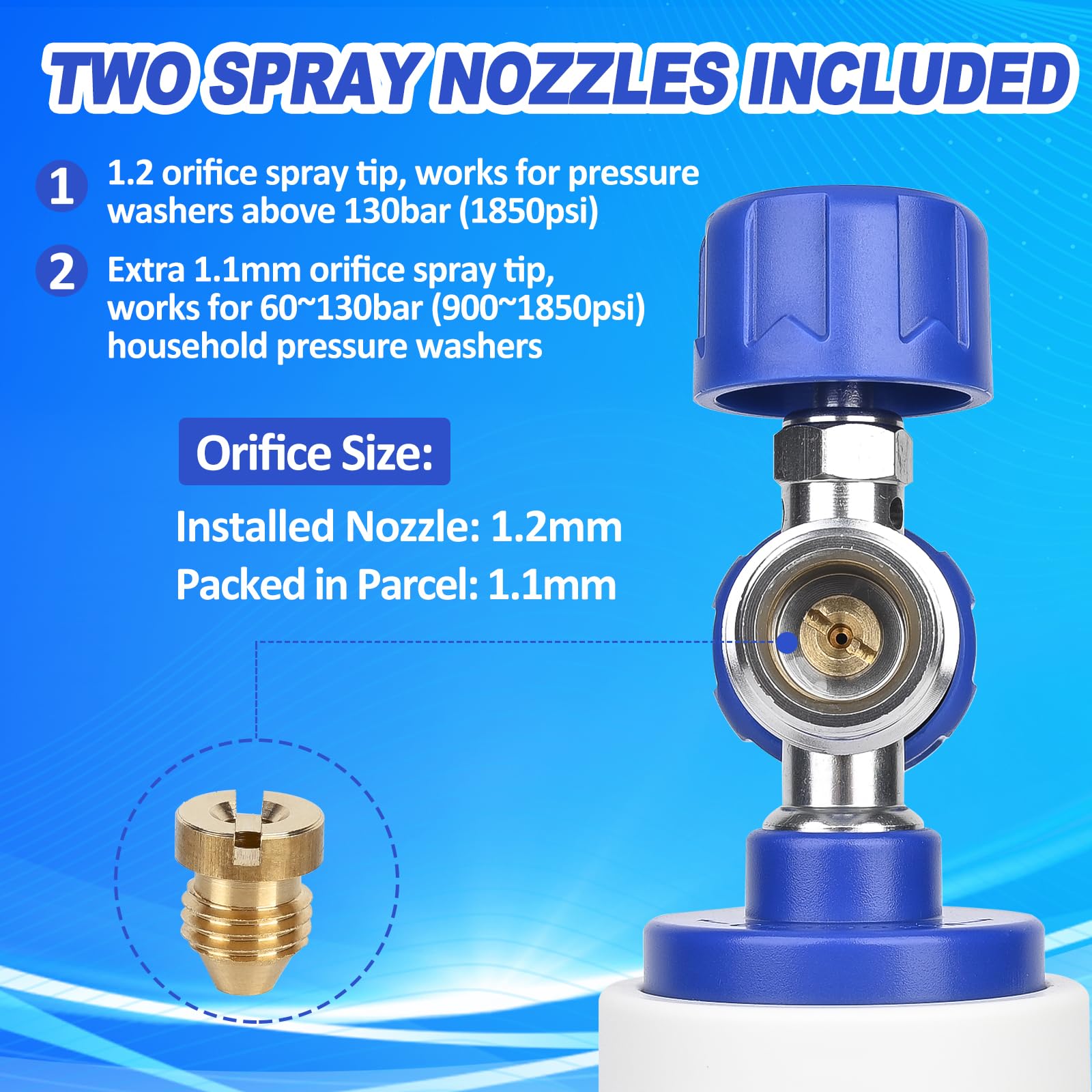 BEAR FORCE Cannone in schiuma aggiornato per idropulitrice da 1/4", connettore rapido con ugello spray regolabile a 360°, dispenser di sapone in schiuma da 1 l, con ugello spray regolabile di nuova