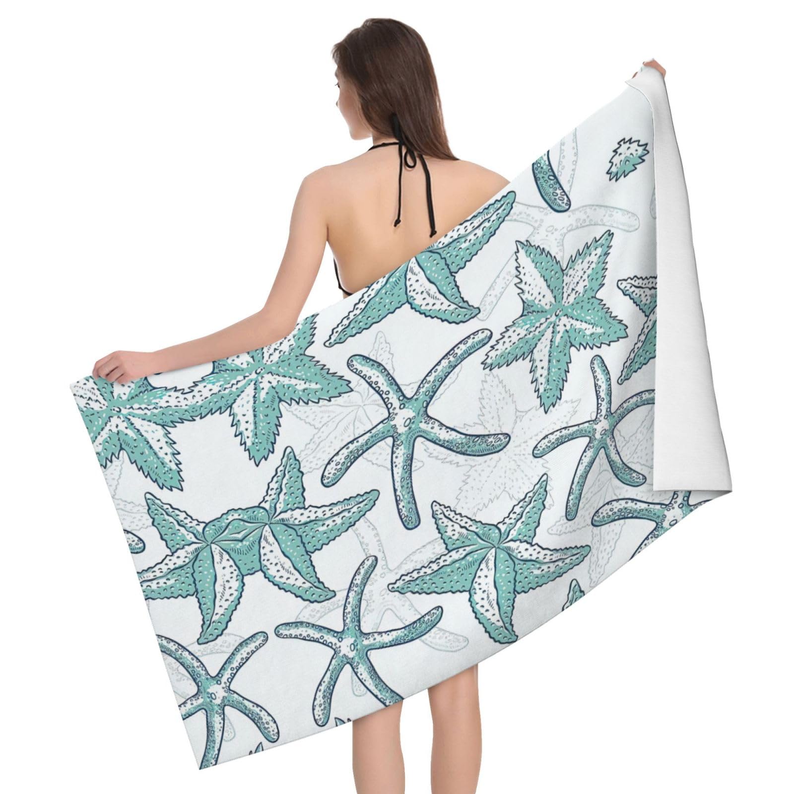 Serviette de bain microfibre étoiles de mer pour cadeau de mariage et anniversaire