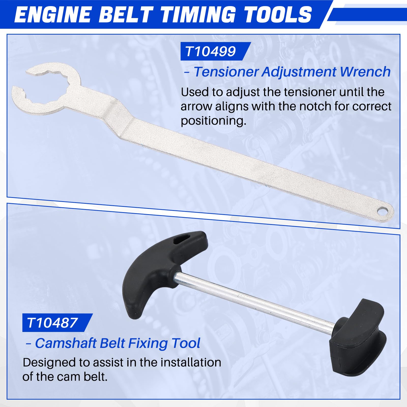 DASBET Set di attrezzi per albero a camme del motore, kit di 6 attrezzi per cinghia dentata, albero a camme e albero motore, set di strumenti di ricambio per VAG EA211 1.0L 1.2L 1.4L 1.6L FSI TSI TFSI