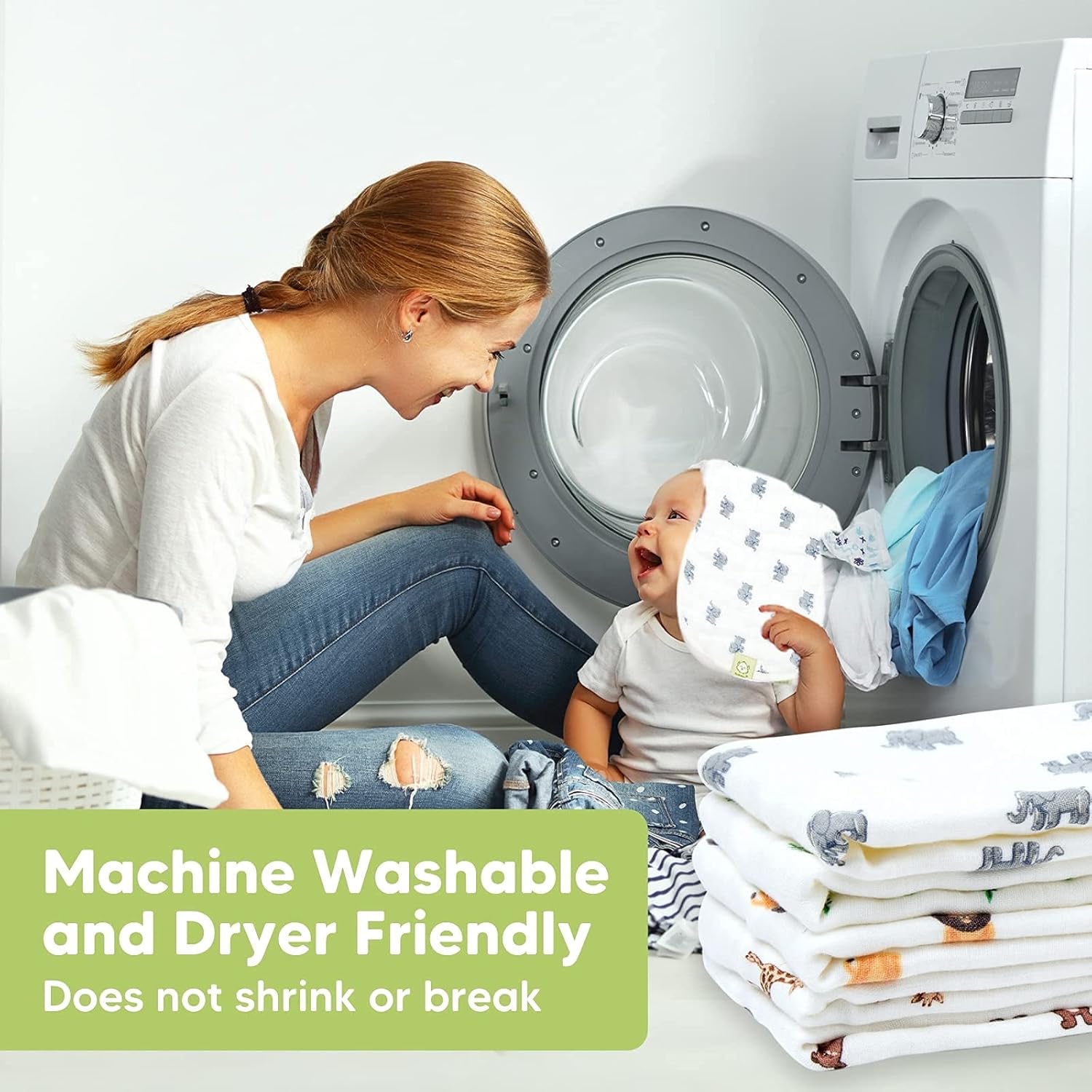 KeaBabies 5-Pack Muslin Baby Burp Cloths and Baby Diaper Caddy Organizer - Baby Essential for Newborn, Boy, Girl - Perfect Nursery Gift