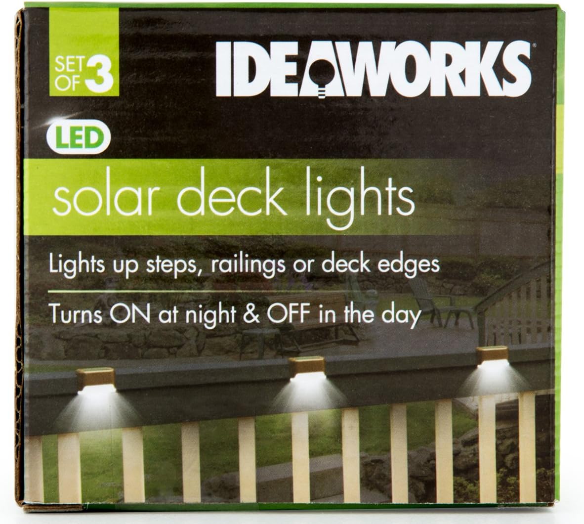 Ideaworks JB7816 Powered S/3 Solar Deck Lights, Small, Brown