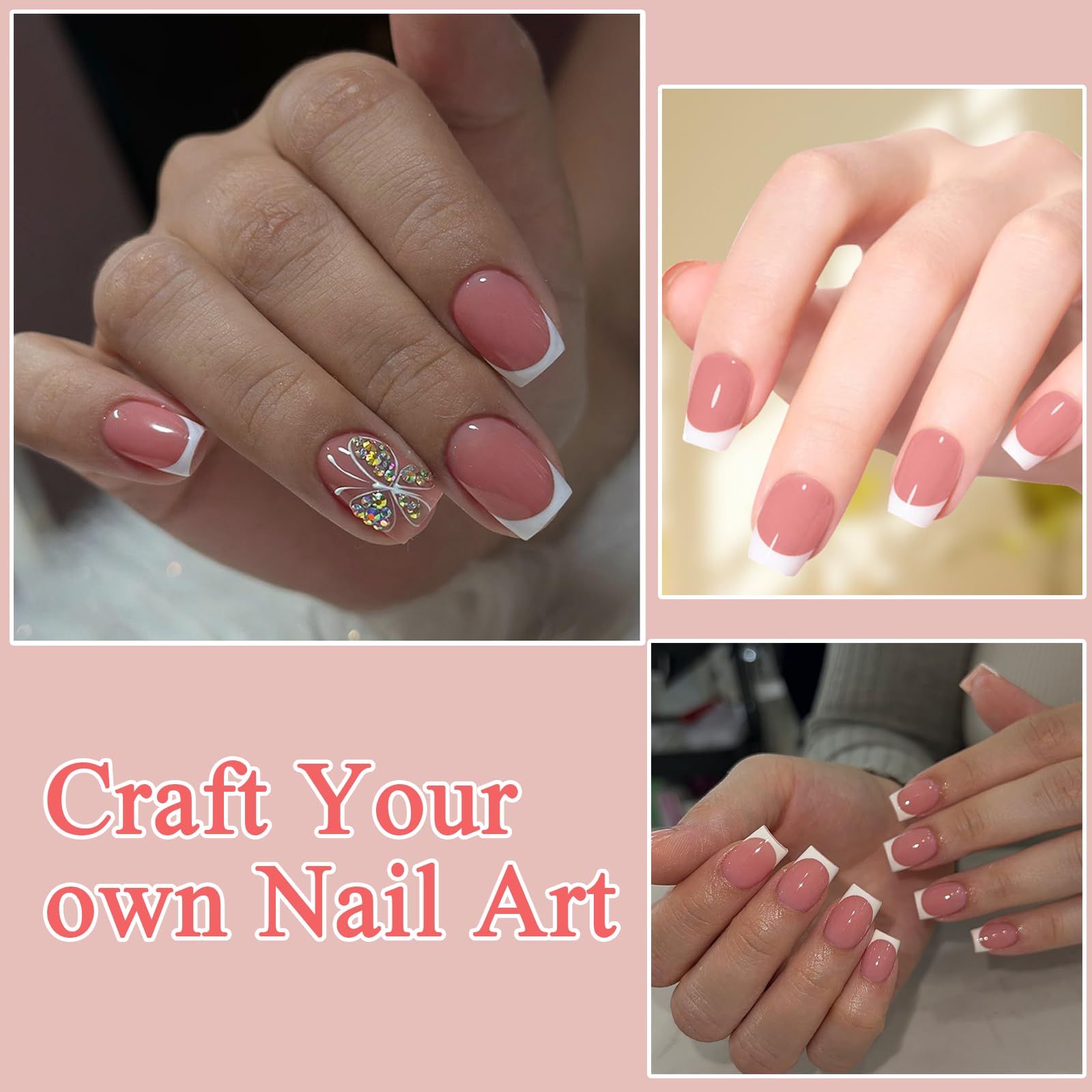 French False Nails, 240Pcs Square Press On Nails Short, 15 Size Acrylic Full Cover Artificial Fake Nails - Image 2