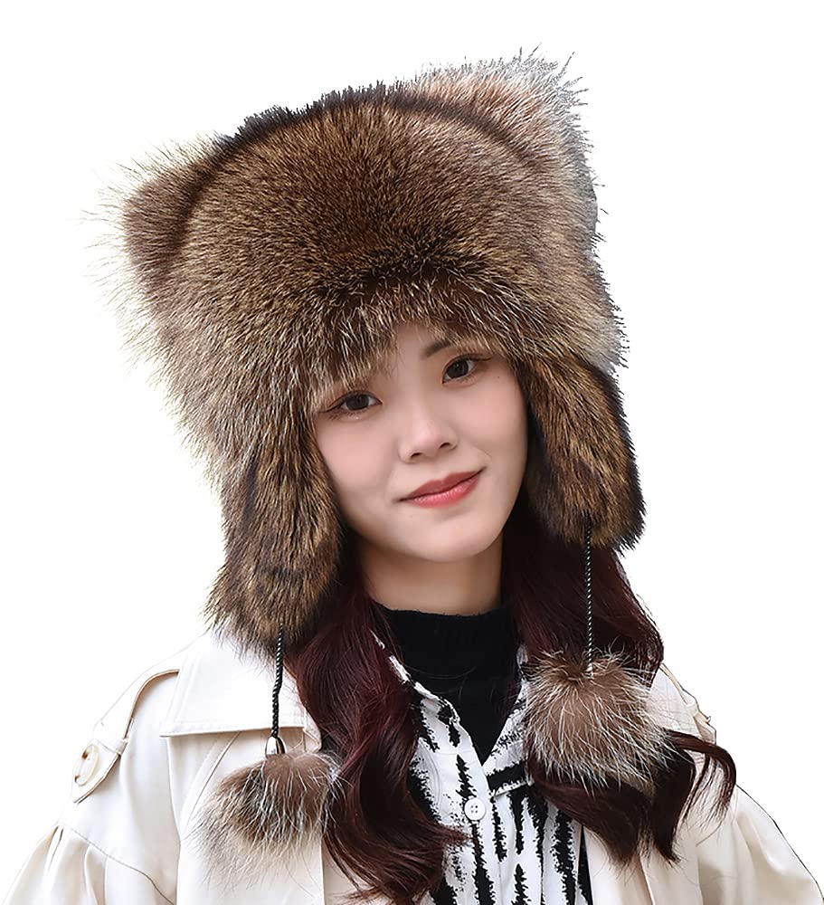 Amazon | URSFUR 猫耳帽子 パンダ耳 毛皮帽子 パイロット帽 ファー