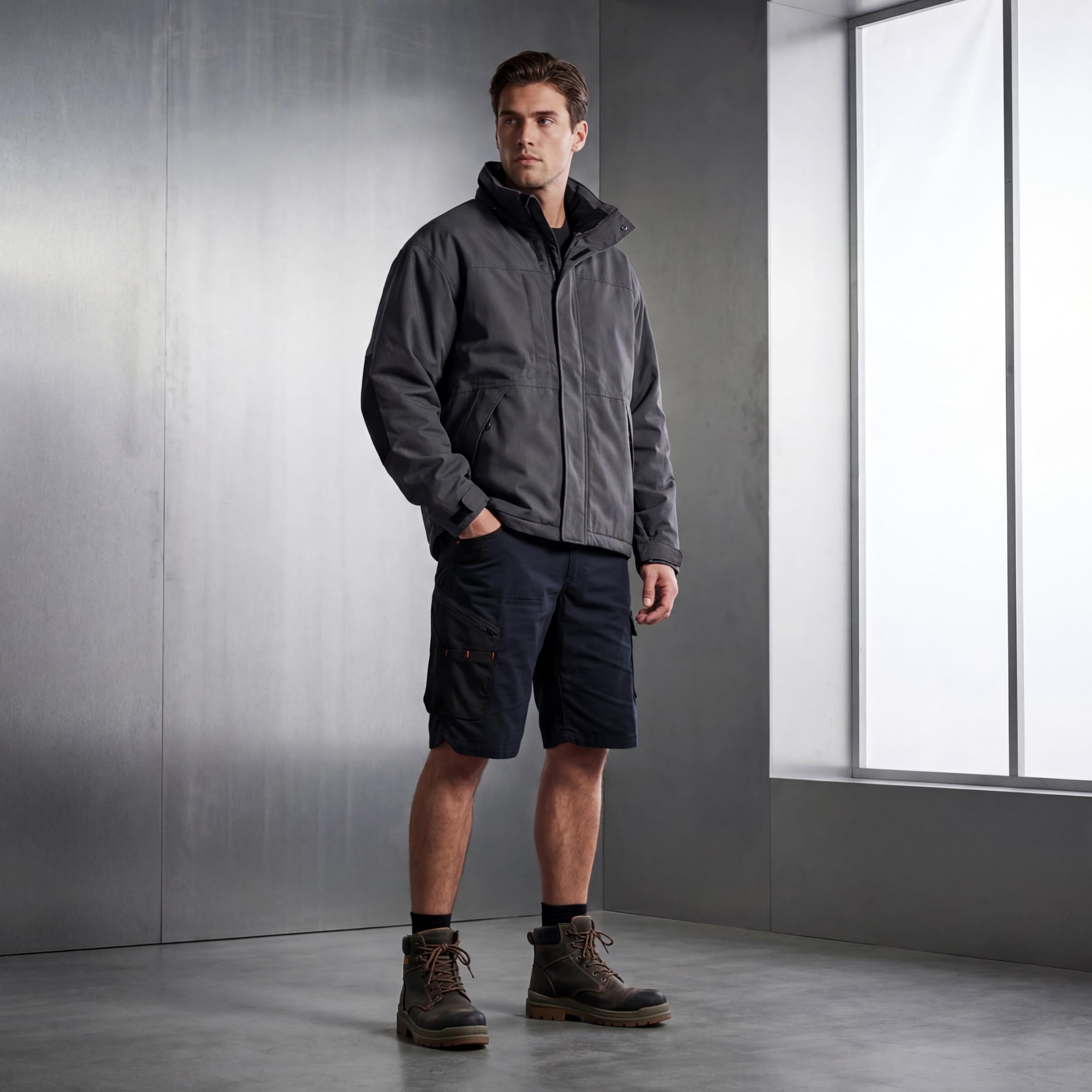 ACE Constructor Herren Hybrid-Arbeitshose kurz - Outdoor-Cargoshorts mit Cordura und Stretch-Gummizug für Männer - 44 bis 66