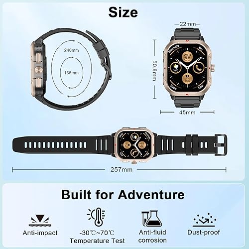 Miniatura 8 de Reloj inteligente para hombres y mujeres, GPS, militar de 2.06 pulgadas, rastreador de actividad con llamadas Bluetooth, reloj inteligente, contador