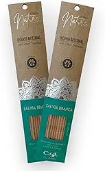 Kit com 2 Incensos Naturais e Artesanais Vareta Nature Sálvia Branca