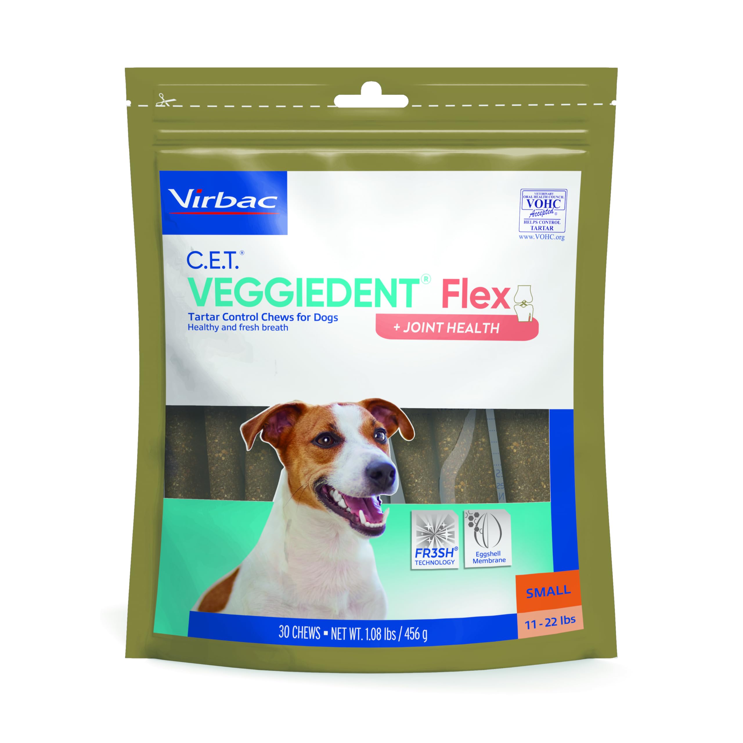 Virbac C.E.T. VEGGIEDENT Flex Tartar Control Chews for Dogs - Small