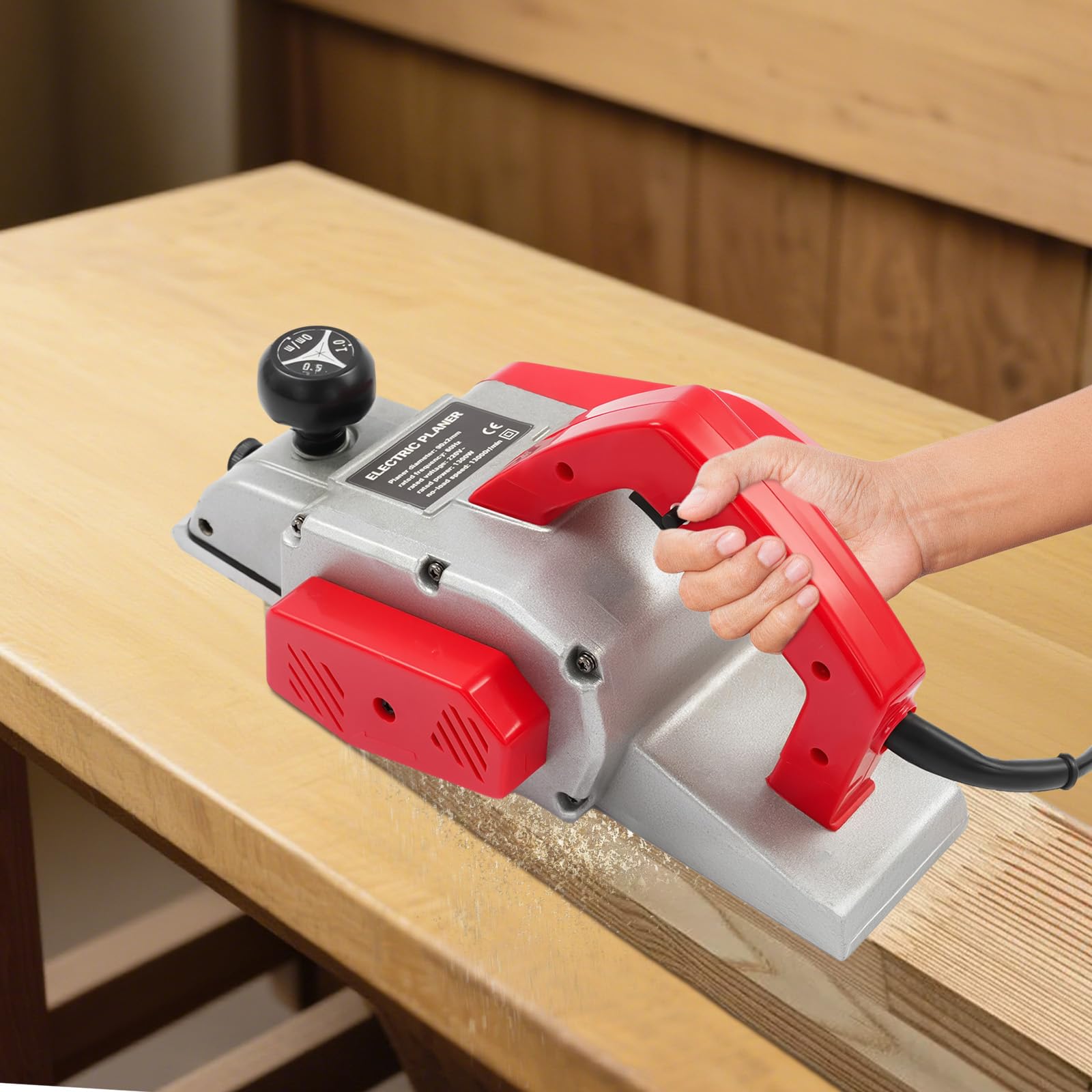 Rabot électrique 1300 W Rabot électrique 13000 tr/min Rabot manuel avec câble pour le travail du bois pour le rabotage, le rainurage, l'ébavurage, la coupe et autres peintures de travail du bois