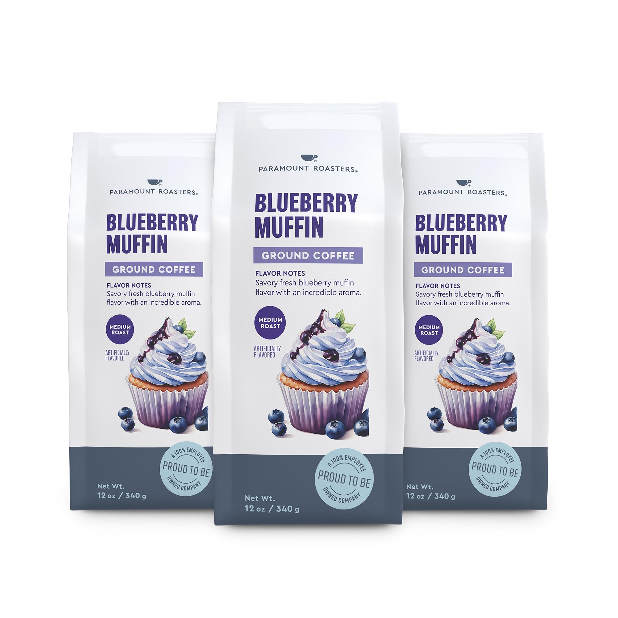 Paramount Roasters, Blueberry Muffin 12 oz Ground Coffee, Pack of 3