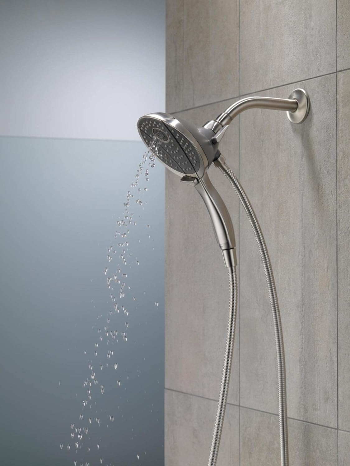 Delta Faucet 4-Spray In2ition Dual Shower Head with Handheld Spray, Chrome Shower Head with Hose, Handheld Shower Heads, Showerheads & Handheld Showers, Detachable Shower Head, Chrome 58467