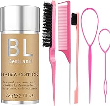 Hair Wax Stick & Pink Brush Set for Hair Edge Frizz Control Anti-Frizz Non-greasy Broken Hair Styling Finishing Wax Stick Men Women Styling Products