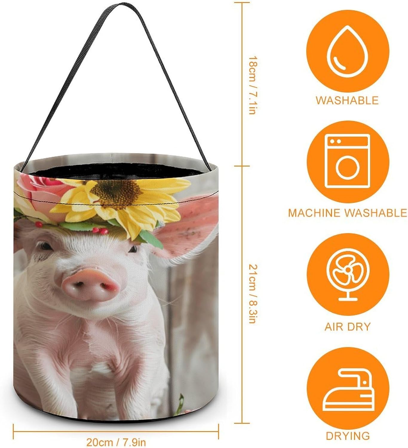 Funny Pigs Farm Animal Halloween Treat Bag Reusable Candy Basket Tote Goody Bags Gift Party
