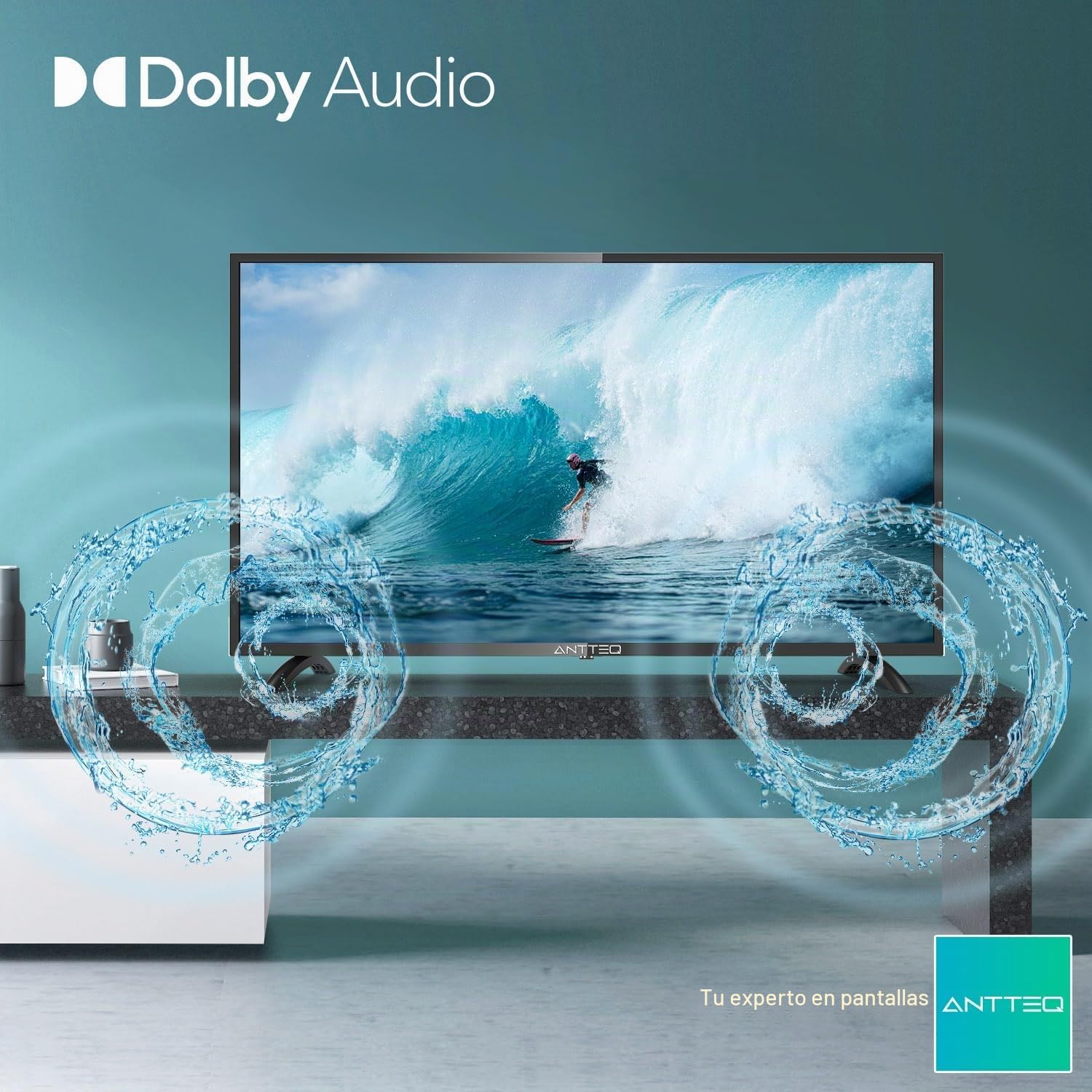 Antteq AB42D1 TV 42 Pulgadas (Televisores 106 cm), Dolby Audio, 2K D-LED, HDMI, USB, Salida de Audio Digital, Triple sintonizador DVB-C/T2/S2, Ci+, Incluido Modo Hotel