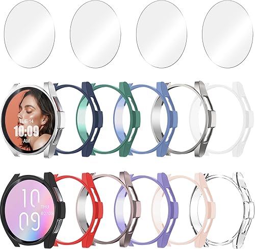 Miniatura 8 de Bougraite Paquete de 124 fundas para Samsung Galaxy Watch 54 de 1575 pulgadas con protector de pantalla de vidrio templado resistente al agua