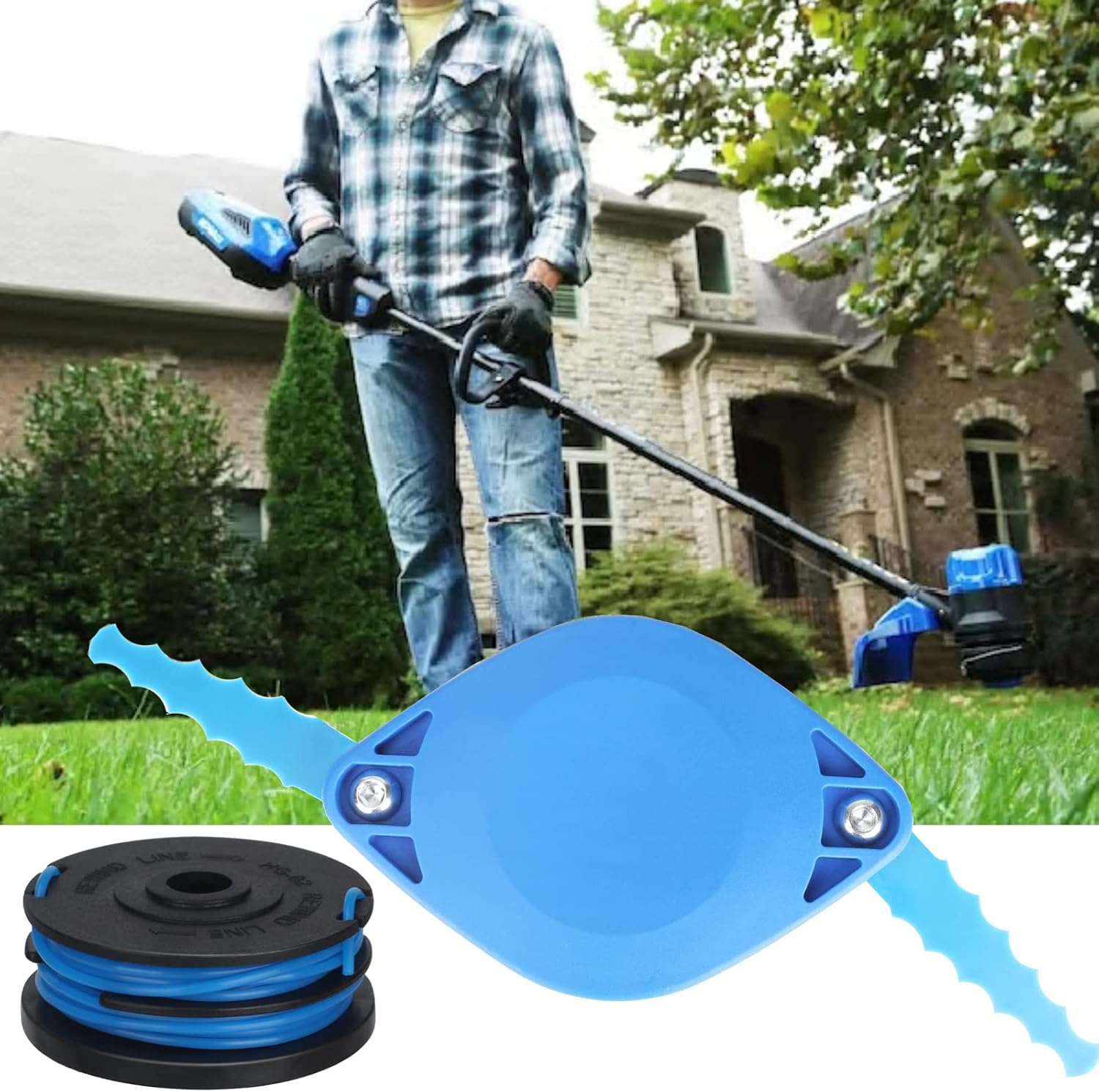 KST-120X KST 120X-06 Trimmer Spool & Blades Head Compatible with Kobalt 40-Volt Max KST 2040-06 KDLA 3040-03 String Trimmers,Pre-Wound Trimmer Line 20Ft 0.065" with Replacement Part (24 Pack)