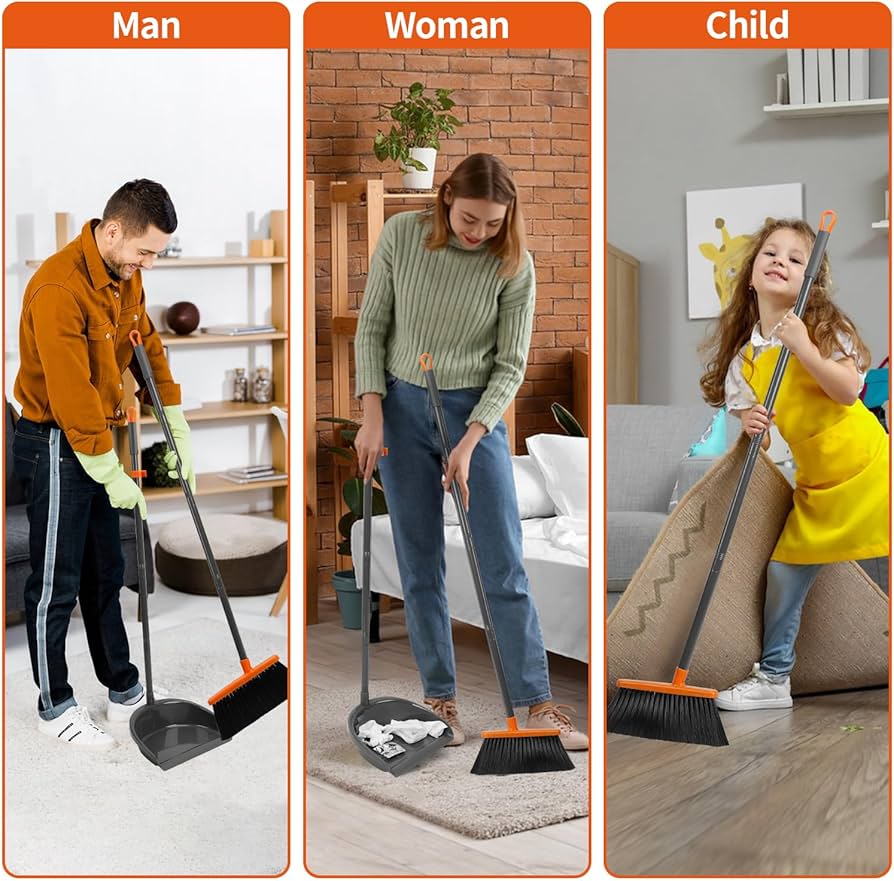 Amazon.co.jp: ロングハンドルほうき 直立型ちりとり コンボ オフィス