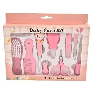 Baby Care Kit 10 Pieces Grooming Tools Set for Newborn and Infants (Pink)