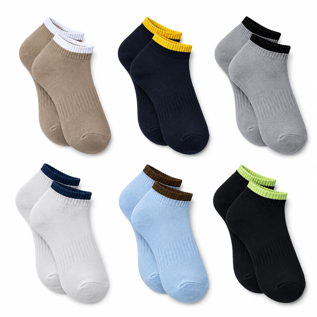 kevorix Unisex Ankle Socks Cotton Blend Pack of 7 Multicolor-picture-30