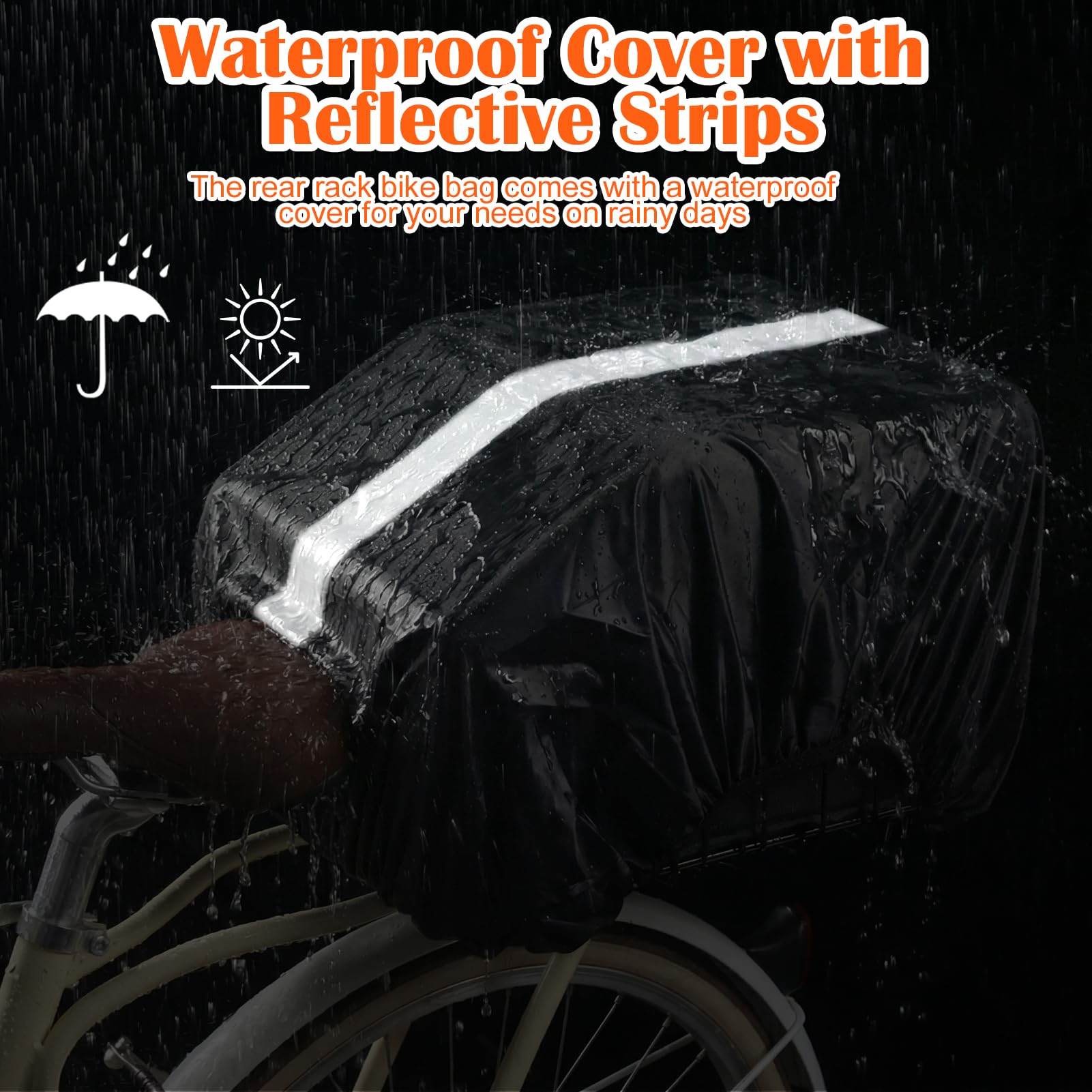 Cesta Trasera para Bicicleta Plegable Impermeable Gran Capacidad con Bolsa Gruesa y Red de Carga