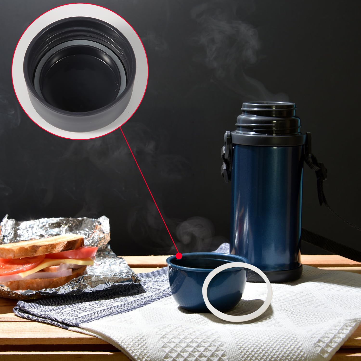 6 Pezzi Sostituzione Guarnizione in Silicone per Hydro Flask Bottiglie a Bocca Larga con Coperchio Ribaltabile, 5cm O-Ring di Ricambio per Hydro Flask 12/16/24/32/40 Once con Pinzette
