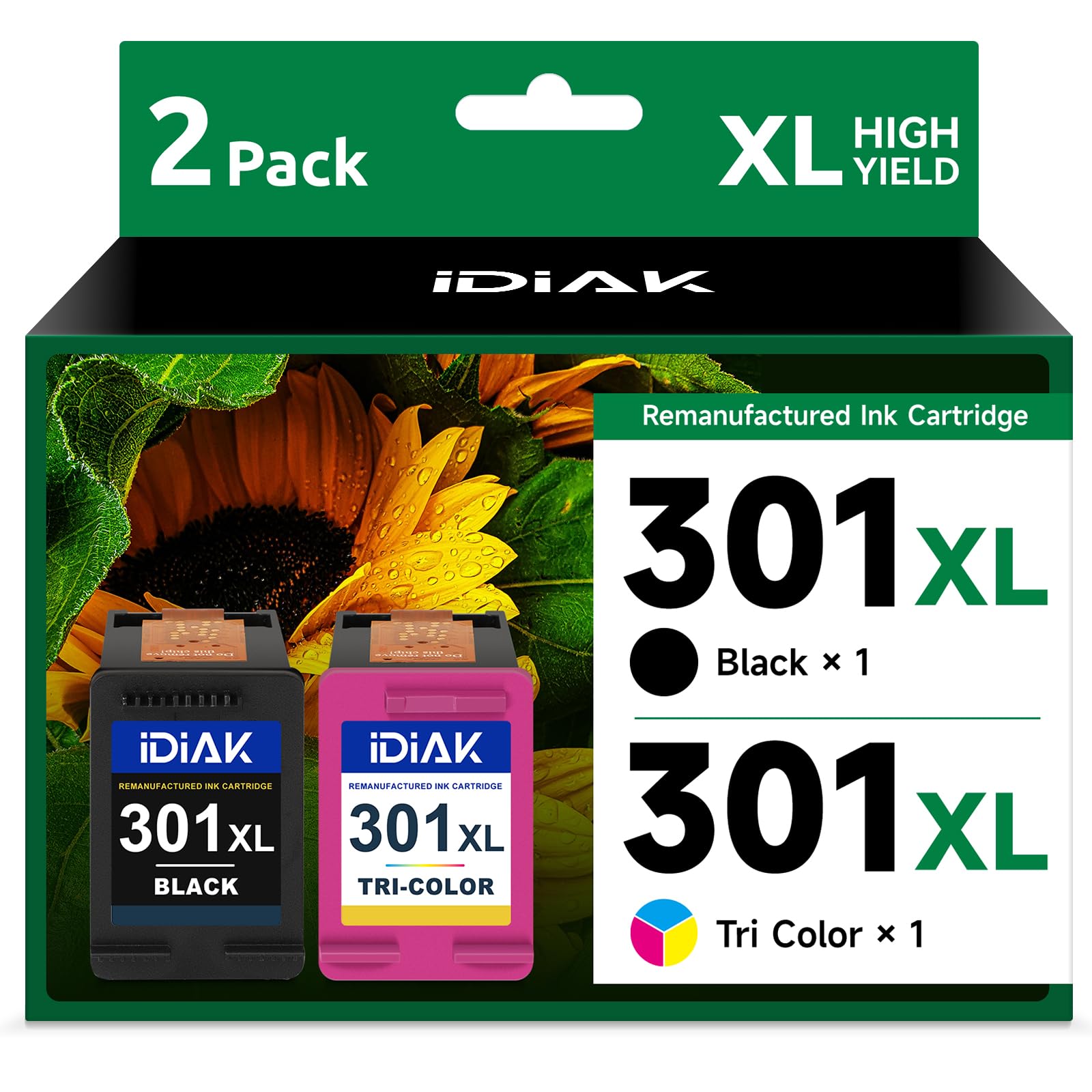 IDIAK 301XL Cartuchos De Tinta Negro Y Color Remanufacturado Para HP 301 Cartuchos De Tinta Compatible Con Envy 4500 4504 5530 5532 DeskJet 1510 2540